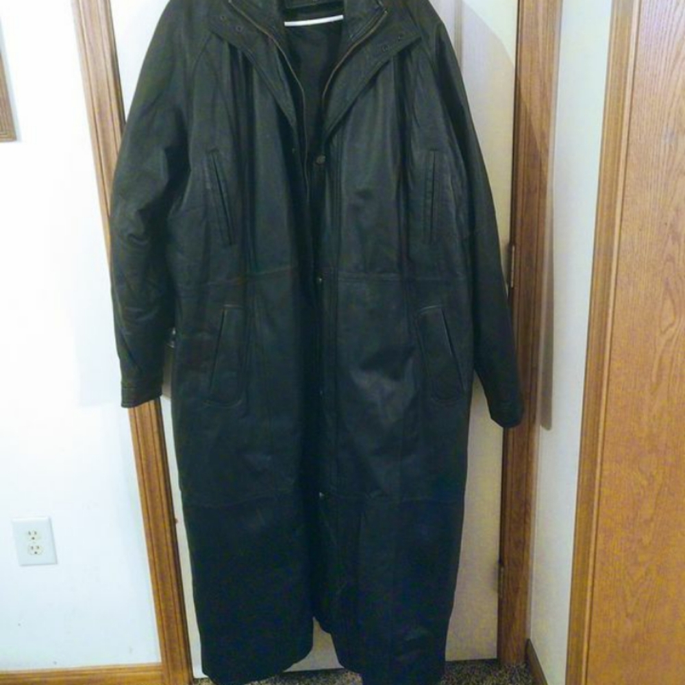 Full length leather coat